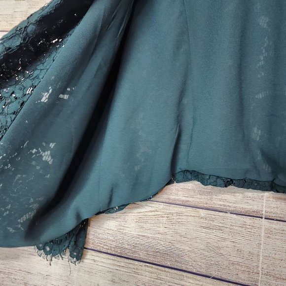 Torrid Blazer Women's Size 1 Dark Green Lace  Open Front Jacket Long Sleeve - Picture 5 of 15